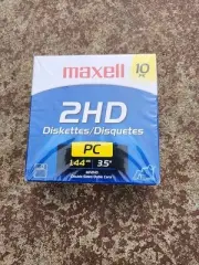 NEW SEALED 10-Pack Maxell Diskettes IBM Formatted 2HD 1.44 MB