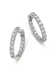 Bloomingdale's Fine Collection Diamond Inside Out Oval Hoop Earrings in 14K White Gold, 3 tcw