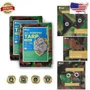 2-Pack Lightweight 12x20ft Camo Tarps - Versatile Waterproof Protection Solution