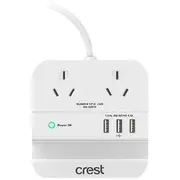 Crest 2-Outlet 3-Port Powerblock White