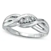 Natural Diamond Accent Three Stone Braided Band in Sterling Silver