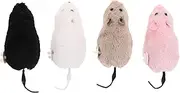 ibasenice 4Pcs Wind Up Plush Mouse Cat Realistic for Cats and Dogs Furry Rodents with Rotating Tails for Indoor Fun Party Pranks Interactive Play