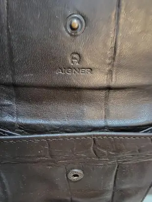 正德國AIGNER/愛格納真牛皮咖啡色短夾Wallet