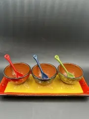 Pier 1 Imports spice route condiment set serving tray with small cups spoons