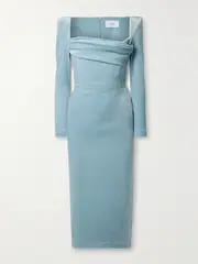 [Alex Perry] Alex Perry - Draped Velvet Midi Dress - Light blue - UK 8 UK 8 Blue