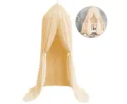 Baby Kids Round Dome Bed Canopy Mosquito Netting Curtain Home Bedroom Decoration(Beige)