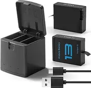 2-Pack Replacement Batteries for GoPro Hero 13 with 3-Channel Charging Station, 3.89 V, 2100mAh, Simultaneous Charging, Overcharge Protection – Compatible with Hero 13 Black Camera