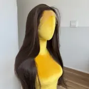 Long Straight T Lace Front Wig Synthetic Hair Heat Resistant Light brown