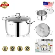8 Quart Tri-Ply Capsulated Stock Pot with Cool Touch Handles – For All Stovetops