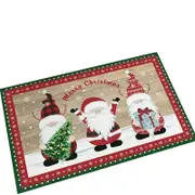 Merry Christmas Kitchen Rug - Festive Red and Green Polka Dots