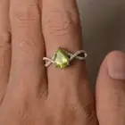 Teardrop Natural Green Peridot 925 Silver Art Deco Eternity Wedding Ring For Her