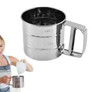 Stainless Steel Flour Sifter One Hand Press Crank Sifter for Powdered Sugar Shaker Duster