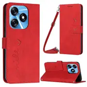 For Transsion Tecno Spark 10 4G Heart Imprint Flip Stand Leather Cover Wallet Phone Case