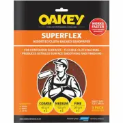 Oakey Superflex Aluminium Oxide Sandpaper Assorted Grit Pack of 3