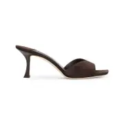 [Jimmy Choo] Jimmy Choo-Chocolate Brown Suede Leather Skye 70 Mules-Donna 36 IT