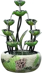 Tabletop Water Fountain Tabletop Fountains Indoor Lotus Leaf Relaxation Fountains Tabletop Waterfall Decoration Fountain Zen Meditation Indoor Waterfall Feature with Pump Office Relaxation Meditation