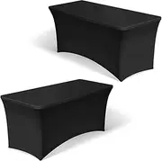 2PCS 8FT Rectangular Tight Fit Table Cover Spandex Stretch Trestle Tablecloth (Set of 2-244x76x76cm)