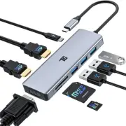 USB C Hub, 9 In 1 Triple Display Collage Display Laptop Docking Station with ...