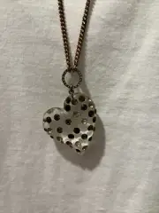 $52 Betsey Johnson Stone Lucite Heart Long Pendant Necklace B-104
