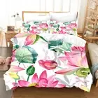 Lotus Dragonfly Doona Quilt Duvet Cover Set Single/Double/Queen/King Size Bed