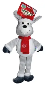 Happy Tails Holiday Dog Toys Plush Squeaker Red Grey 15in