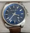 Michael Kors Bryson MK8631 Silver Stainless Steel Three Hand Watch with Date
