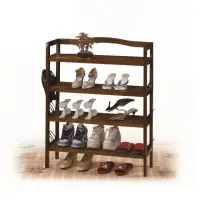在飛比找momo購物網優惠-【ONE 生活】實木四層好品鞋架/收納架(實木收納架寬76C