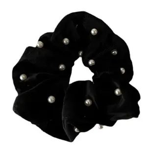 【INES】韓國設計法式古典絲絨珍珠大腸圈 髮圈(絲絨髮圈 珍珠髮圈)