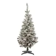 Northlight 4' Pre-Lit Flocked Slim Pine Artificial Christmas Tree, Clear Lights