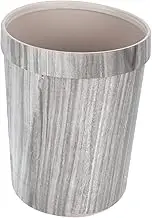 COLLBATH 1pc Retro Imitation Wood Grain Trash Can Stylish Garbage Container for Kitchen Living Bathroom Compact and Easy to Clean Design
