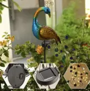 Solar Peacock Lights Outdoor LED Light Metal Peacock Statues Figurine Lawn