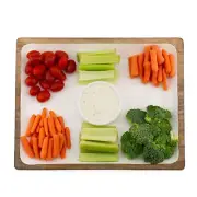 White Enamel and Wood Chip and Dip Tray, Rustic Farmhouse Japandi Style