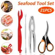 20Pcs Seafood Tools Set Stainless Steel Seafood Tools with 6 Crab Crackers njjfP