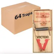 Victor M156 Metal Pedal Sustainably Sourced FSC Wood Snap Mouse Trap - 64 Traps