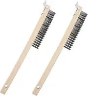 Amosfun Pizza Stone Cleaning Brush 2pcs Pizza Oven Brush for BBQ Grill Wood Handle Scraper