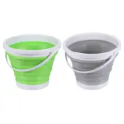 2pcs 10L Collapsible Bucket, Portable Folding Beach Bucket, Gray Green