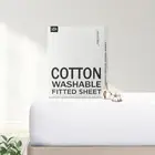 100% Cotton Fitted Sheets Queen Size, 300 Thread Count Percale Sheets for Que...