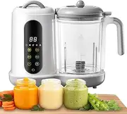 Steamer Puree Blender, Baby Food Maker, 50~400ML, 4 Major Functions, Removable Parts, Stainless Steel, Integrated Steaming and Stirring Design, Large Opening for Easy Cleaning, Suitable for Home Use