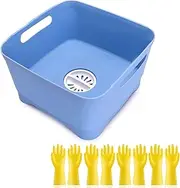 Cleaning Buckets and Bowls,Washing Up Bowl with Drainer Plug,Plastic Washing Up Bowl with Twin Handle,Dishpan Wash and Drain for Kitchen Sink Supplies