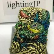 Zippo Blue Dragon 5 Side Etching Metal Jacket Luminous Heavy Lighter Slim Insert