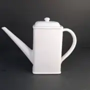 AMCO Coffee Teapot Syrup Oil Dispenser White Vtg Lid Angular 6.4”