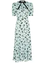 Alessandra Rich Floral-print Silk Maxi Dress - Blue - 40 (UK8 / S) 40 (UK8 / S)
