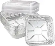 Waytiffer 20pack-8 x 8 Square Baking Cake Pans with Plastic Dome Lids Disposable Aluminum Foil Tins,Heavy Duty Cake Pans Roasting Pans,Cooking Tins Homemade Breads Oven Pans