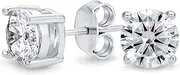 [Bling Jewelry] Classic Round Cubic Zirconia Solitaire Stud Earrings For Women Unisex Traditional .925 Sterling Silver Brilliant Cut AAA CZ Stones Rose Yellow Gold Plated Multiple Colors -5CTW