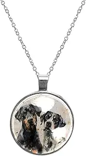 [Diusye] Necklaces for Women, Black and White Labrador Print Stainless Steel Pendant Necklace Jewelry Birthday Anniversary Wife Girls Friends Gift