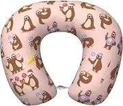 DEXNEL Cute Sloth Airplane Travel Pillows, Memory Foam Pillow Suitable For Airplane,Sleeping,Travel