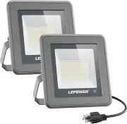 LEPOWER 50W LED Flood Light, 5000lm Work Light with 9.0*8.9*2.2inch, Gray