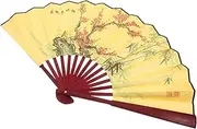 EXAOMBLE Handheld Folding Fan Chinese Style Fabric and Pine Wood Decor Portable and Elegant Design for Weddings Parties and Daily Use as Party Favor Decorative Accessory