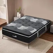 Familand King Size Mattress - Bamboo Charcoal Memory Foam 35cm, Innerspring Mattresses in a Box, Individual Pocket Spring, Medium Firm for Motion Isolation