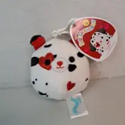 SQUISHMALLOW Valentines Day Dustin Dalmatian Plush Clip On 3.5” Stuffed Animal